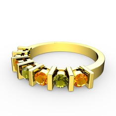 Peridot ve sitrin 18 ayar altın yüzük