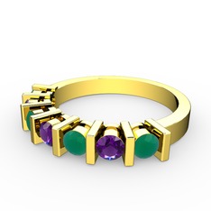 Alya Yüzük - Ametist ve kök zümrüt 925 ayar altın kaplama gümüş yüzük #wey7hi