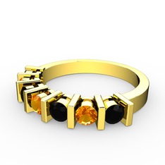 Alya Yüzük - Sitrin ve siyah zirkon 8 ayar altın yüzük #wo3l3h