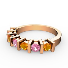 Alya Yüzük - Pembe kuvars ve sitrin 18 ayar rose altın yüzük #xzug15