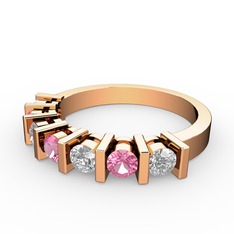Alya Yüzük - Pembe kuvars ve swarovski 14 ayar rose altın yüzük #y64tj4
