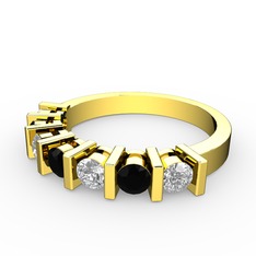 Alya Yüzük - Siyah zirkon ve pırlanta 925 ayar altın kaplama gümüş yüzük (0.33 karat) #z5n3hk