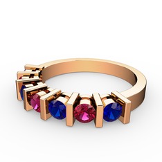 Rodolit garnet ve lab safir 8 ayar rose altın yüzük