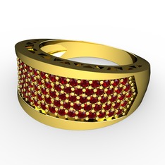 Garnet 925 ayar altın kaplama gümüş yüzük