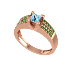 Reyha Tektaş Yüzük - Akuamarin ve yeşil kuvars 8 ayar rose altın yüzük #10kqhoj