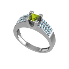 Peridot ve akuamarin 925 ayar gümüş yüzük