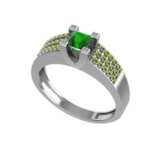 Yeşil kuvars ve peridot 925 ayar gümüş yüzük