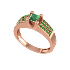 Reyha Tektaş Yüzük - Kök zümrüt ve yeşil kuvars 925 ayar rose altın kaplama gümüş yüzük #14hxcol
