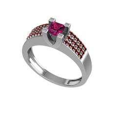 Rodolit garnet ve garnet 8 ayar beyaz altın yüzük