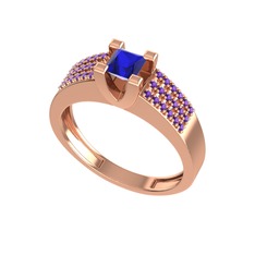 Reyha Tektaş Yüzük - Lab safir ve ametist 18 ayar rose altın yüzük #174xn8i