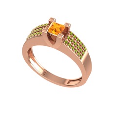 Sitrin ve peridot 18 ayar rose altın yüzük