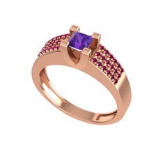 Ametist ve rodolit garnet 14 ayar rose altın yüzük