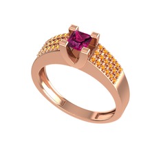 Rodolit garnet ve sitrin 14 ayar rose altın yüzük