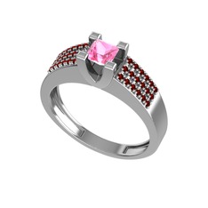 Reyha Tektaş Yüzük - Pembe kuvars ve garnet 925 ayar gümüş yüzük #1cu16h1