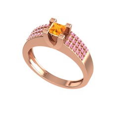 Reyha Tektaş Yüzük - Sitrin ve pembe kuvars 8 ayar rose altın yüzük #1d2hzd4