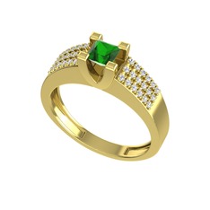 Reyha Tektaş Yüzük - Yeşil kuvars ve pırlanta 18 ayar altın yüzük (0.3168 karat) #1eb10i7