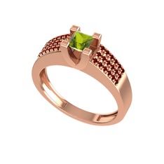 Peridot ve garnet 925 ayar rose altın kaplama gümüş yüzük