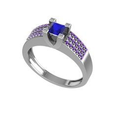 Lab safir ve ametist 925 ayar gümüş yüzük