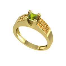 Reyha Tektaş Yüzük - Peridot ve sitrin 14 ayar altın yüzük #1idrhsu