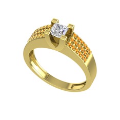 Reyha Tektaş Yüzük - Swarovski ve sitrin 925 ayar altın kaplama gümüş yüzük #1jbgsv3