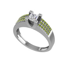 Reyha Tektaş Yüzük - Pırlanta ve peridot 14 ayar beyaz altın yüzük (0.71 karat) #1mtw707