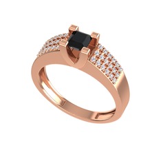 Reyha Tektaş Yüzük - Siyah zirkon ve swarovski 18 ayar rose altın yüzük #1nqy8dx