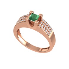 Reyha Tektaş Yüzük - Kök zümrüt ve swarovski 18 ayar rose altın yüzük #1o3nd2p