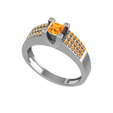 Reyha Tektaş Yüzük - Sitrin 14 ayar beyaz altın yüzük #1om33t5