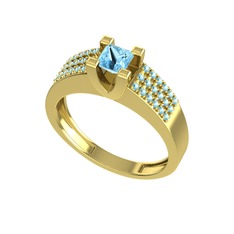 Reyha Tektaş Yüzük - Akuamarin 18 ayar altın yüzük #1orxj8b