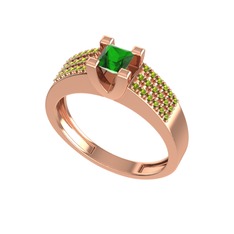 Yeşil kuvars ve peridot 14 ayar rose altın yüzük