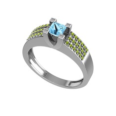 Reyha Tektaş Yüzük - Akuamarin ve peridot 925 ayar gümüş yüzük #1t727j0