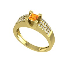 Reyha Tektaş Yüzük - Sitrin ve swarovski 14 ayar altın yüzük #1xw7xbd