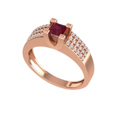 Reyha Tektaş Yüzük - Kök yakut ve swarovski 8 ayar rose altın yüzük #1yjgs4u