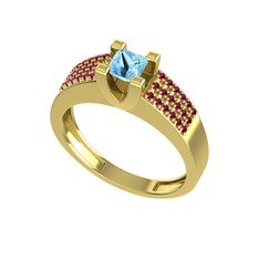 Reyha Tektaş Yüzük - Akuamarin ve rodolit garnet 14 ayar altın yüzük #1ykdw6y