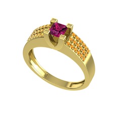 Reyha Tektaş Yüzük - Rodolit garnet ve sitrin 925 ayar altın kaplama gümüş yüzük #2sjfyp