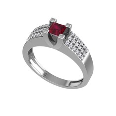 Reyha Tektaş Yüzük - Kök yakut ve swarovski 14 ayar beyaz altın yüzük #4hx5qa