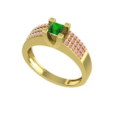 Yeşil kuvars ve pembe kuvars 8 ayar altın yüzük