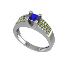 Reyha Tektaş Yüzük - Lab safir ve peridot 14 ayar beyaz altın yüzük #7nl2am