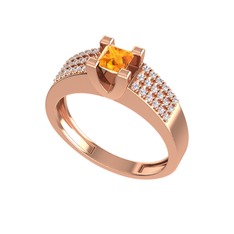 Sitrin ve swarovski 14 ayar rose altın yüzük