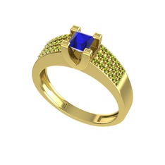 Lab safir ve peridot 8 ayar altın yüzük
