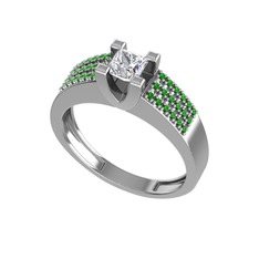 Reyha Tektaş Yüzük - Swarovski ve yeşil kuvars 925 ayar gümüş yüzük #98klky