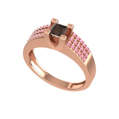 Dumanlı kuvars ve pembe kuvars 8 ayar rose altın yüzük