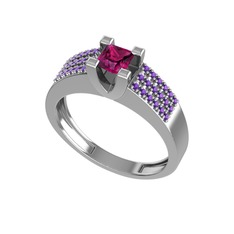 Rodolit garnet ve ametist 925 ayar gümüş yüzük