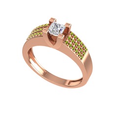 Pırlanta ve peridot 925 ayar rose altın kaplama gümüş yüzük (0.71 karat)