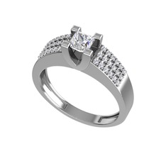 Swarovski ve beyaz zirkon 14 ayar beyaz altın yüzük