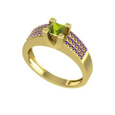 Reyha Tektaş Yüzük - Peridot ve ametist 8 ayar altın yüzük #hgar57