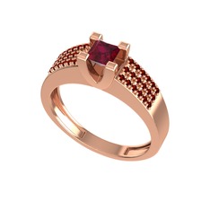 Kök yakut ve garnet 14 ayar rose altın yüzük