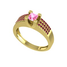 Reyha Tektaş Yüzük - Pembe kuvars ve rodolit garnet 18 ayar altın yüzük #knasua