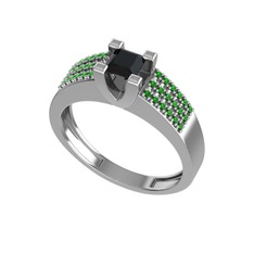 Reyha Tektaş Yüzük - Siyah zirkon ve yeşil kuvars 925 ayar gümüş yüzük #l0iczz