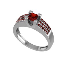Reyha Tektaş Yüzük - Garnet 8 ayar beyaz altın yüzük #luqfbe